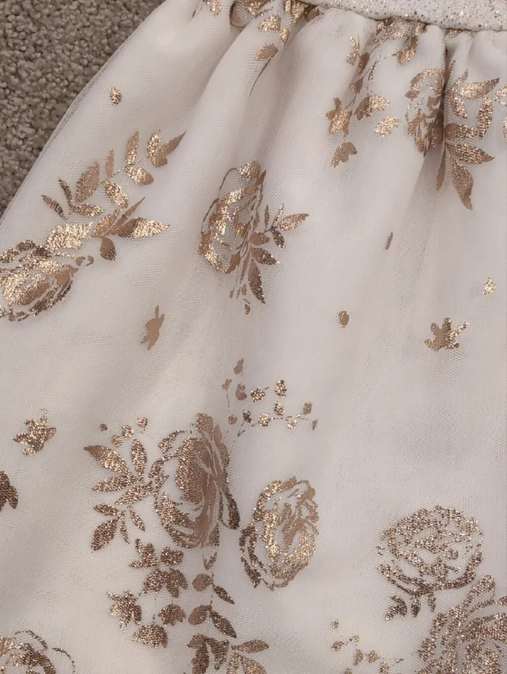 The Children's Place Cream Dress with Gold Floral Accents
